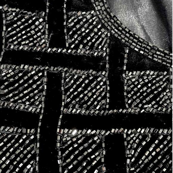 Niteline Della Roufogali Vintage Designer Beaded Bolero Blazer Jacket Black LRG - Picture 6 of 6